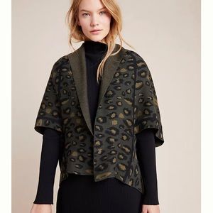 Anthropologie Leopard Print Cardigan - Black and Olive